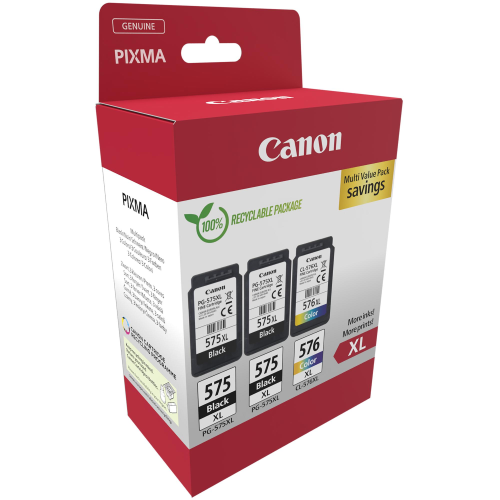 Canon PG-575XLx2/CL-576XL Multipack - Confezione da 3 - Alta resa - nero, colore (ciano, magenta, giallo) - originale - confezione da appendere - cartuccia d'inchiostro - per PIXMA TR4750i, TR4751i, TS3550i, TS3551i